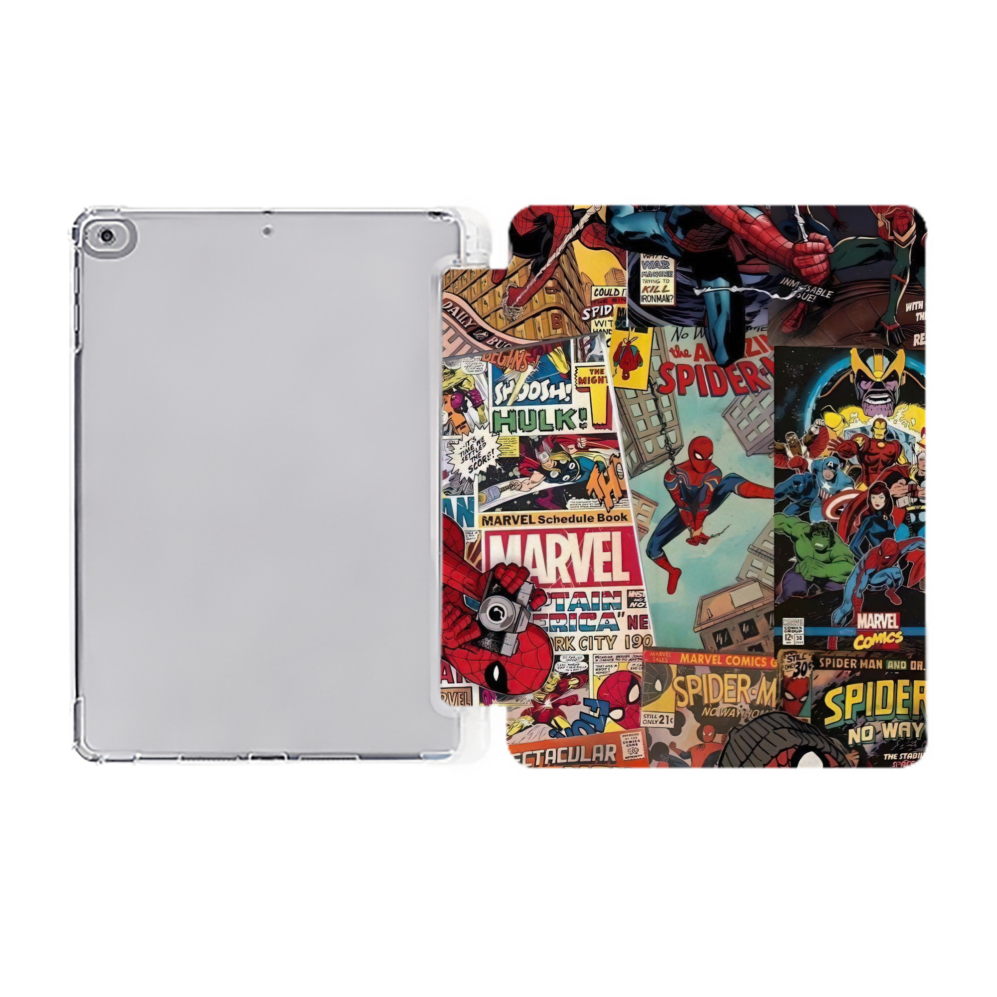 （画像用） Spider Man スパイダーマン IPad ケース ペン収納付き 三つ折りスタンド PUレザー×シリコン 対応機種9.5/10.5/10.9インチ